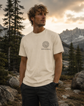 NORTH//BOUND Sand Topographic Tee front view with chest logo