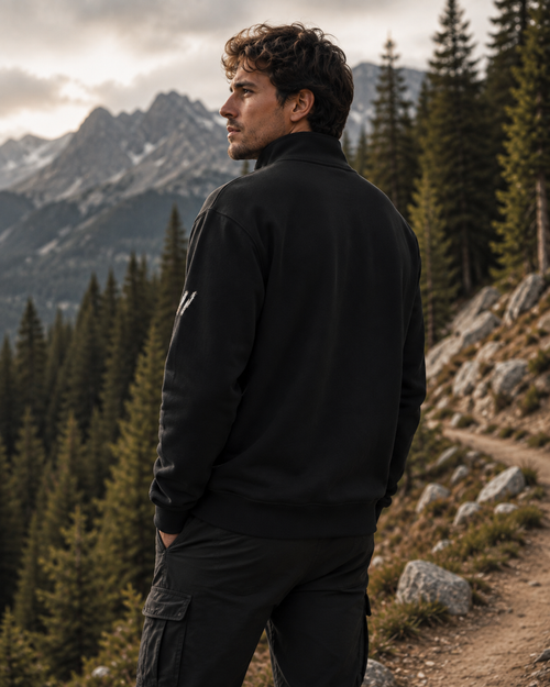 NORTH//BOUND Traverse Quarter-Zip plain black back view